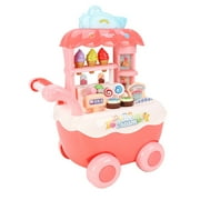 CreativeArrowy Funny Supermarket Shopping Pretend Play Kitchen Toy for Girls Children Educational Toys Ice Cream Cart with Light and Music