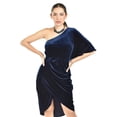 thumbnail image 4 of Vestido de terciopelo de un hombro Roman Fashion /Juvenil, 42723 (Azul marino) azul marino M, 4 of 5