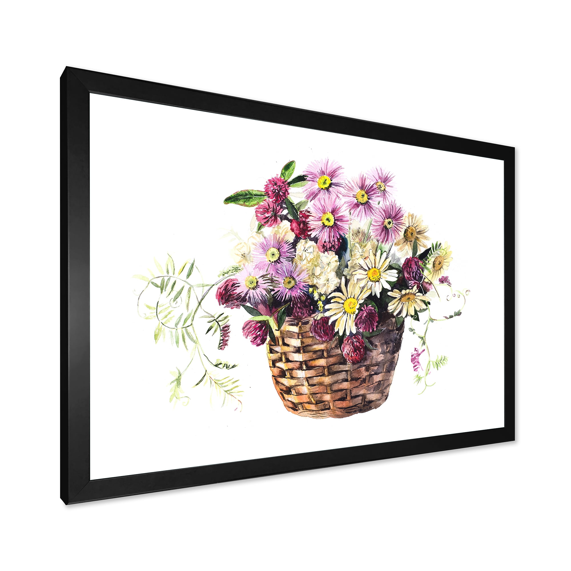 Designart 'The Basket Bouquet From Meadow Flowers' Traditional Framed Art Print