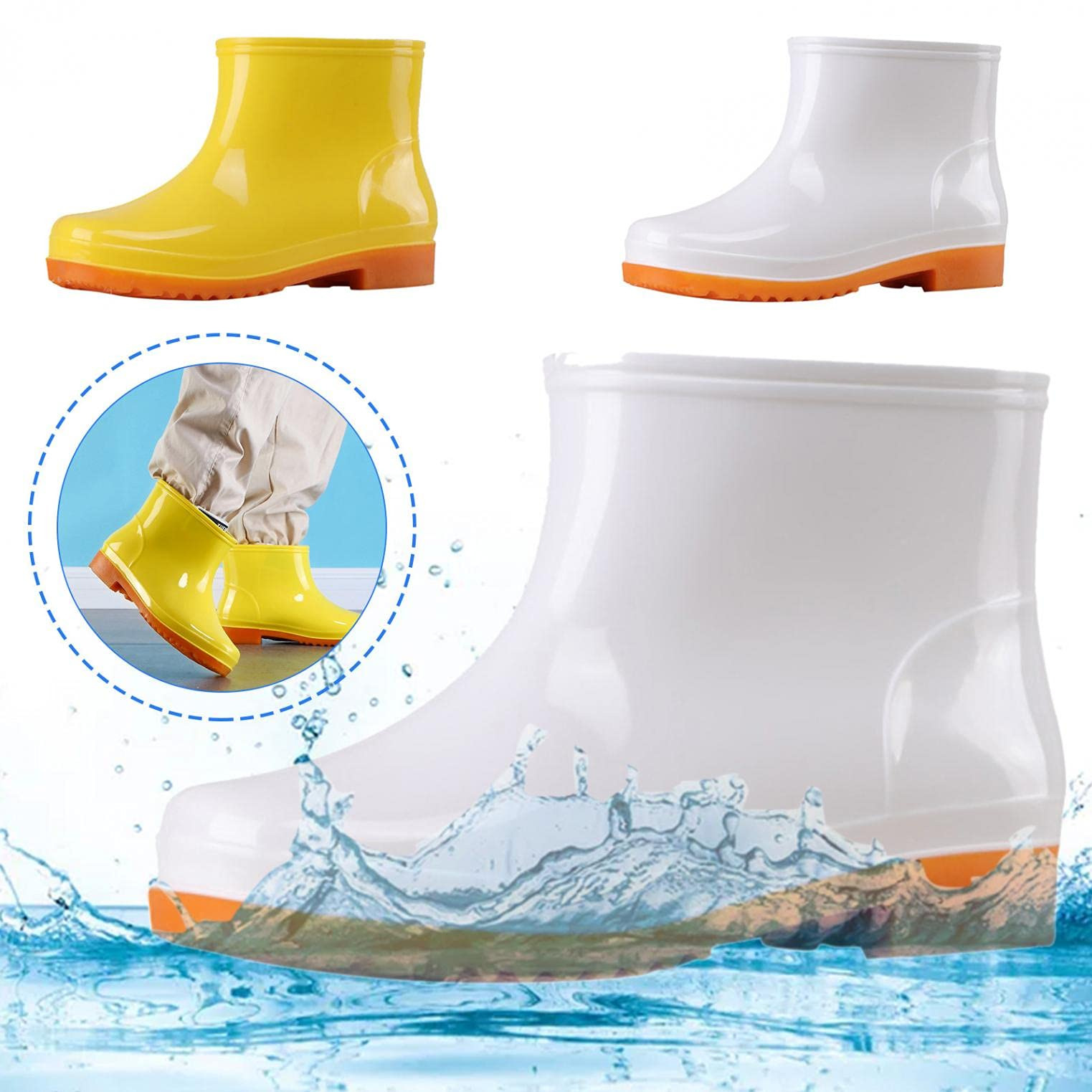 Women Waterproof Rain Boots Mid Calf Rain Boots Waterproof Garden Shoes Outdoor Work Boot for Hunting Gardening Farming