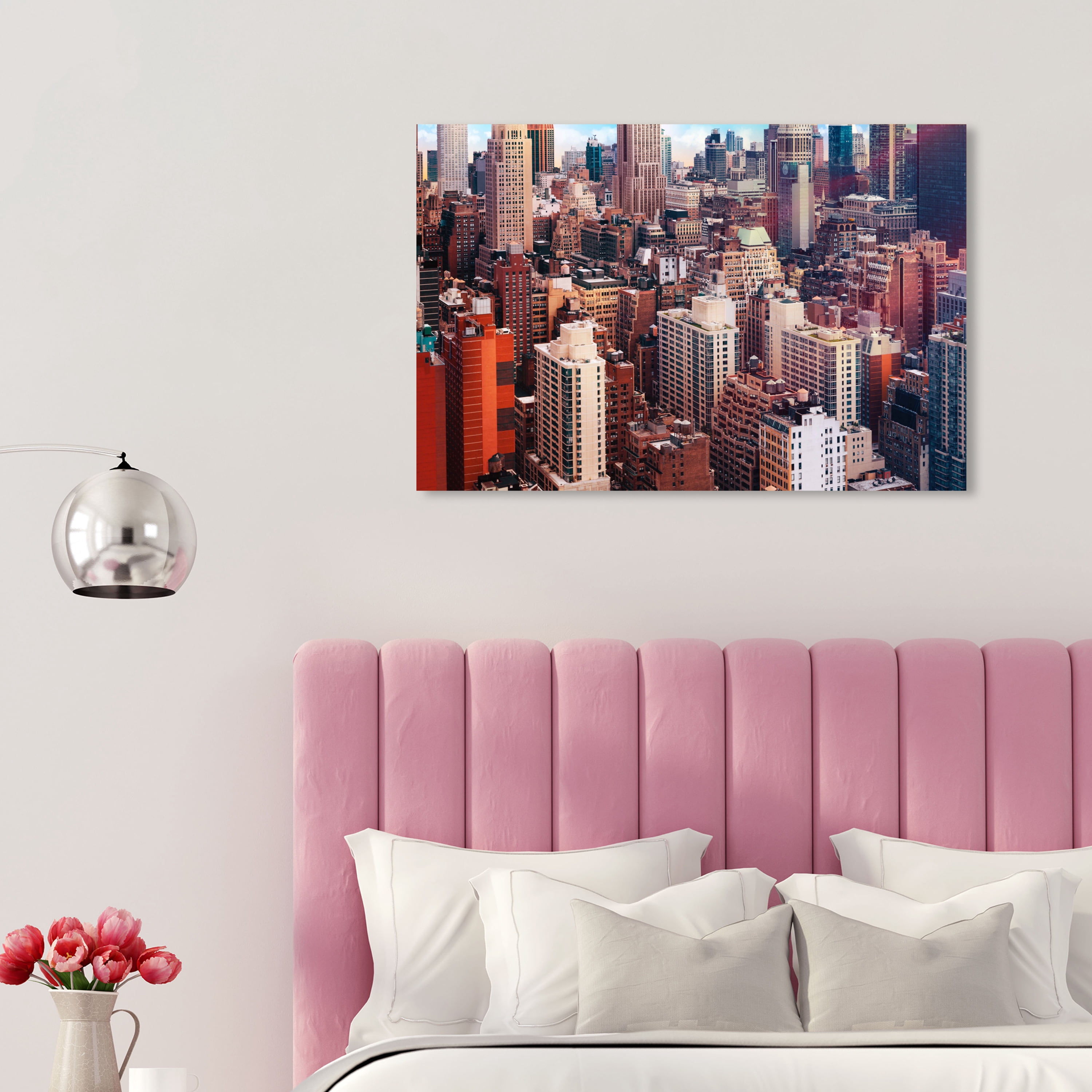 City at Daylight Architecture and Buildings Wall Art Print Brown 30x20