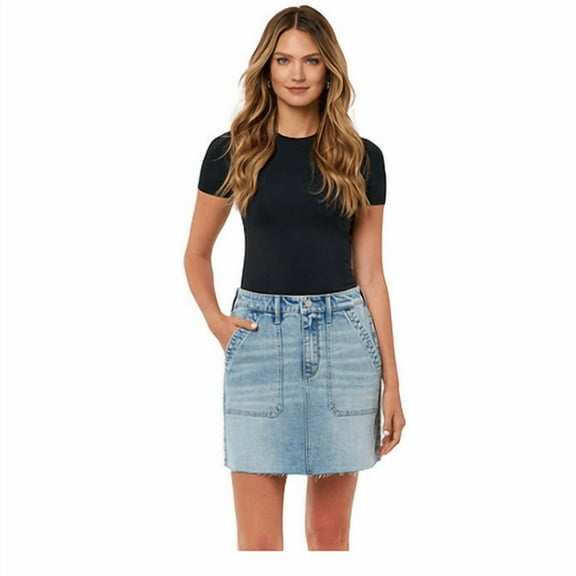 Edited by Remi Bader Women's Utility Skirt Size 12 Light Wash Light Blue Jean Skirt