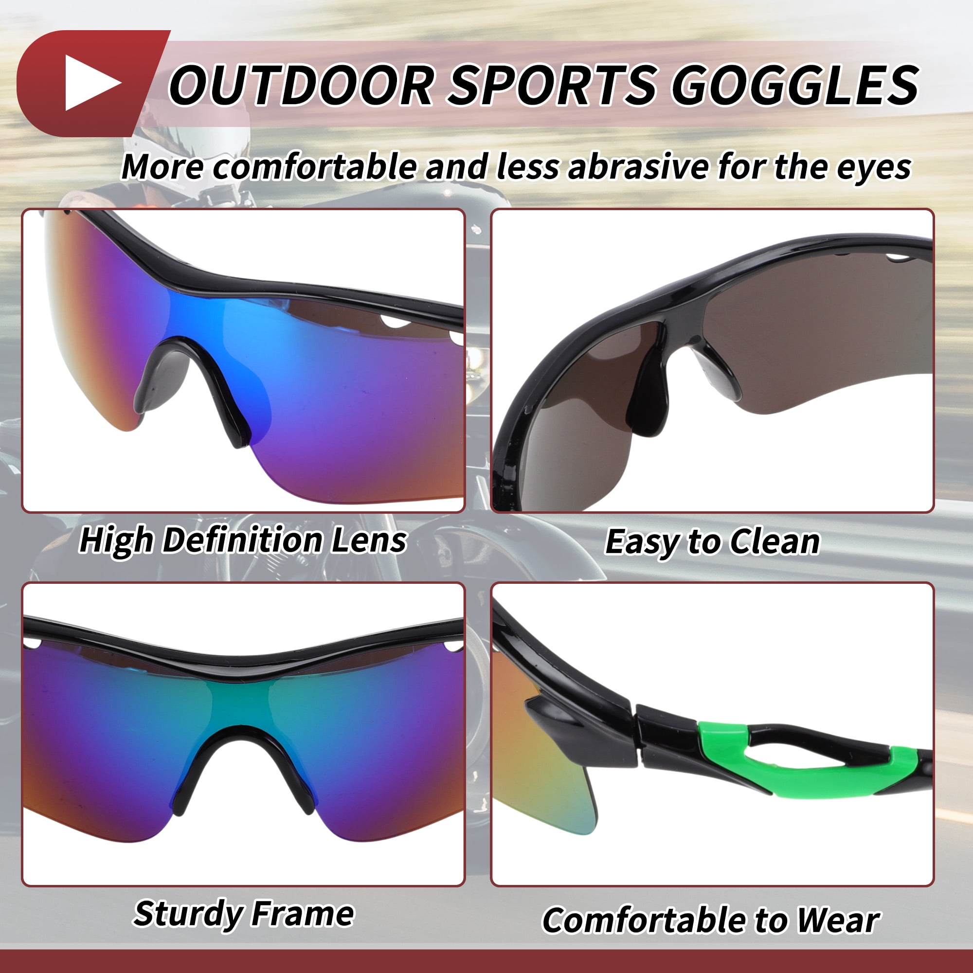 Unique Bargains 1 Set Motorcycle Riding Goggles PC Tri-acetel Cellulose Outdoor Sports Sunglasses for Motocross Dirt Bike ATV Green Silver Tone Lens Black Green Frame