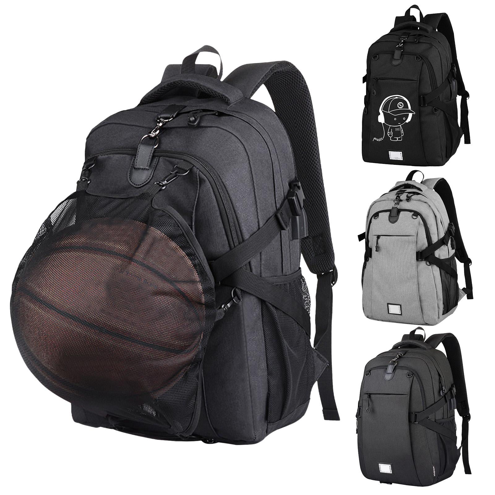Basketball Backpack with USB Charging Port Durable Mens Backpack for Outdoor with Ball Compartment Fits 15.6 Inch Laptop