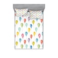 thumbnail image 2 of Ambesonne Cartoon Fitted Sheet & Pillow Sham Set, Colorful Festive Balloons, Twin, Multicolor, 2 of 3