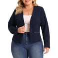 thumbnail image 1 of Blazer de Talla Grande para Mujeres Agnes Orinda para Trabajo y Oficina, Chaqueta con Solapa y Cierre de Cremallera 2023, Azul Marino 2X, 1 of 5