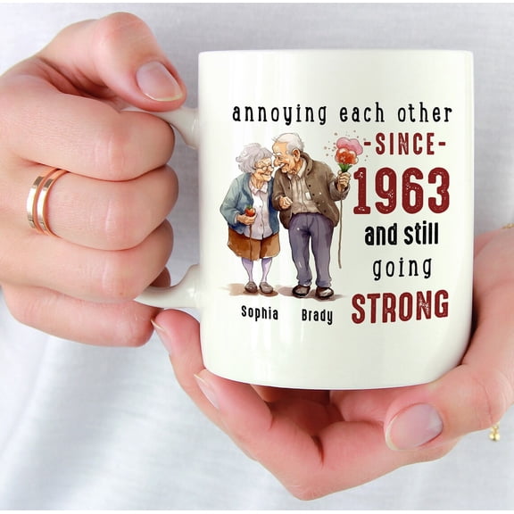 Personalized Coffee Mug, Annoying Each Other Since 1963, Wedding Anniversary Gift for Husband or Wife, Funny Couple Mug