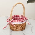 thumbnail image 1 of Cesta de mimbre tejida de mimbre natural con asa y forro de tela para almacenamiento y decoración, ideal para picnic, camping, fiestas al aire libre, color caqui., 1 of 7