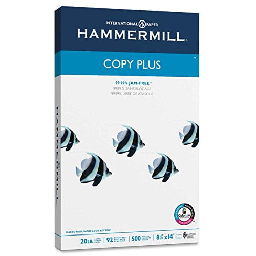 Hammermill KwHlGv Paper, Copy Plus, 20lb, 92 Bright, 8.5 x 14, Legal