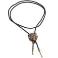 thumbnail image 1 of Collar con colgante de cordón de cuero con corbata de bolo de lobo occidental unisex - Bronce,, 1 of 9