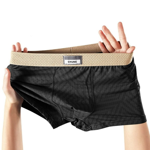 Men's Stretchy Boxer Briefs - Nylon Spandex, Comfortable Breathable, Stylish, Black, Size L - Everyday Underwear for Work & Leisure