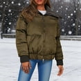 thumbnail image 1 of Vêtements d'Automne pour Femmes, Veste d'Hiver Décontractée Unie à Col Rabattu Coupe-Vent Chaude Matelassée, Manteau pour Femmes, 1 of 9