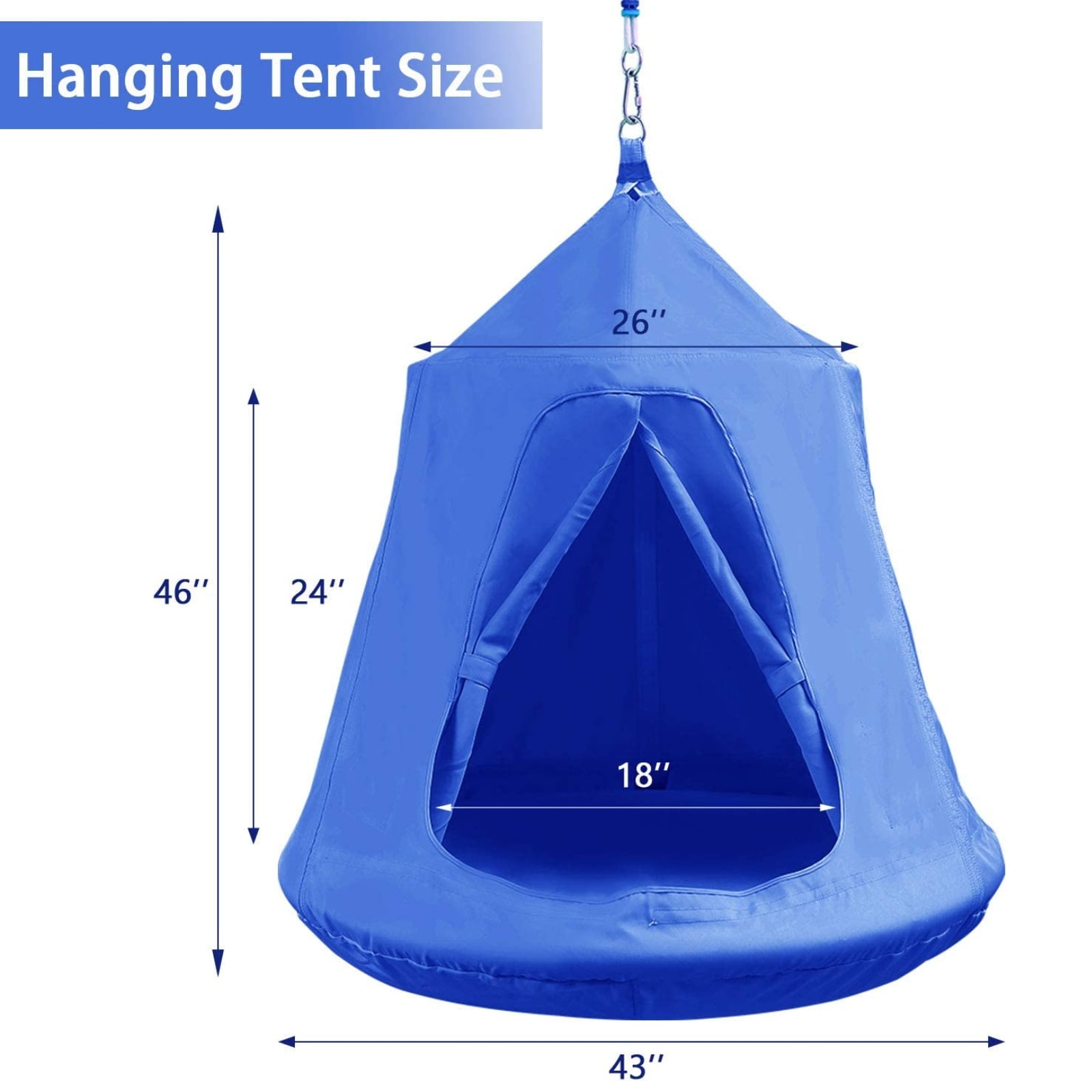 Pirecart Hanging Tree Tent, Indoor Outdoor Swing Hammock with Led Decoration Lights for Livingroom, Yard, Blue
