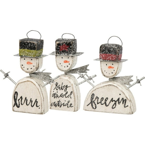 Primitives by Kathy Vintage-Inspired Ornaments, Snowmen, 3 Piece