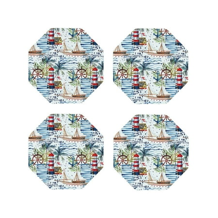 

Tideii Watercolor Sailboat for Leather Coasters 4 Pieces Anti-fouling and Anti-scalding Decorative Coasters Suitable for Restaurants Kitchens Coffee Shops-Octagon