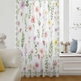 thumbnail image 6 of Spring Floral Sheer Curtains 96 Inches Long, Pink Flowers Sage Green Plaid Pastoral Light Filering Curtains, Privacy Drapes Simi Floor to Veiling Curtain for Living Room Bedroom Window Treatment, 6 of 9