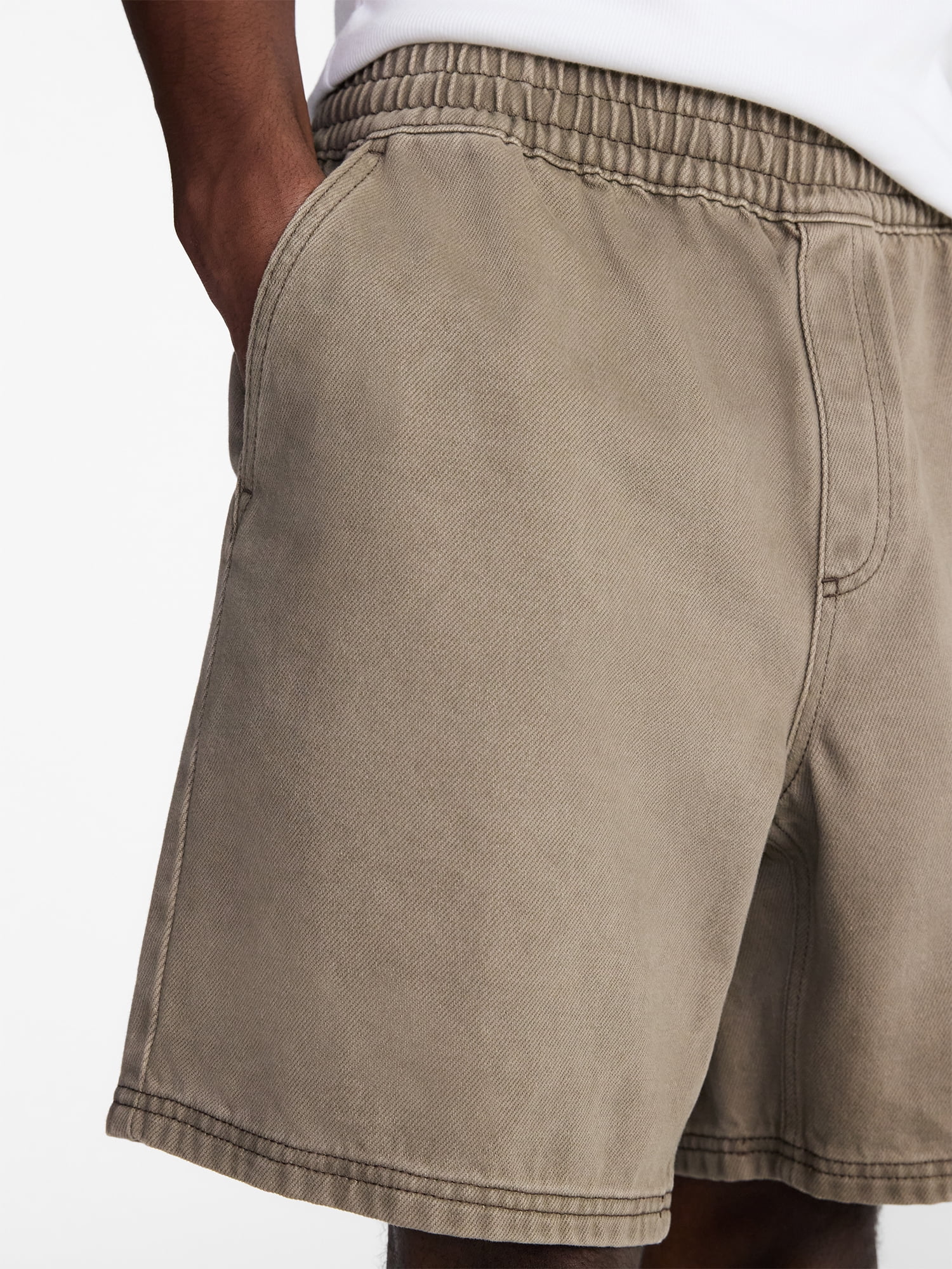 No Boundaries Denim Shorts with Elastic Waist, 100% Cotton, 7" Inseam, Men's XS-5XL