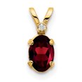 thumbnail image 1 of 14k Yellow Gold Diamond Red Garnet Birthstone Pendant Charm Necklace January, 1 of 6