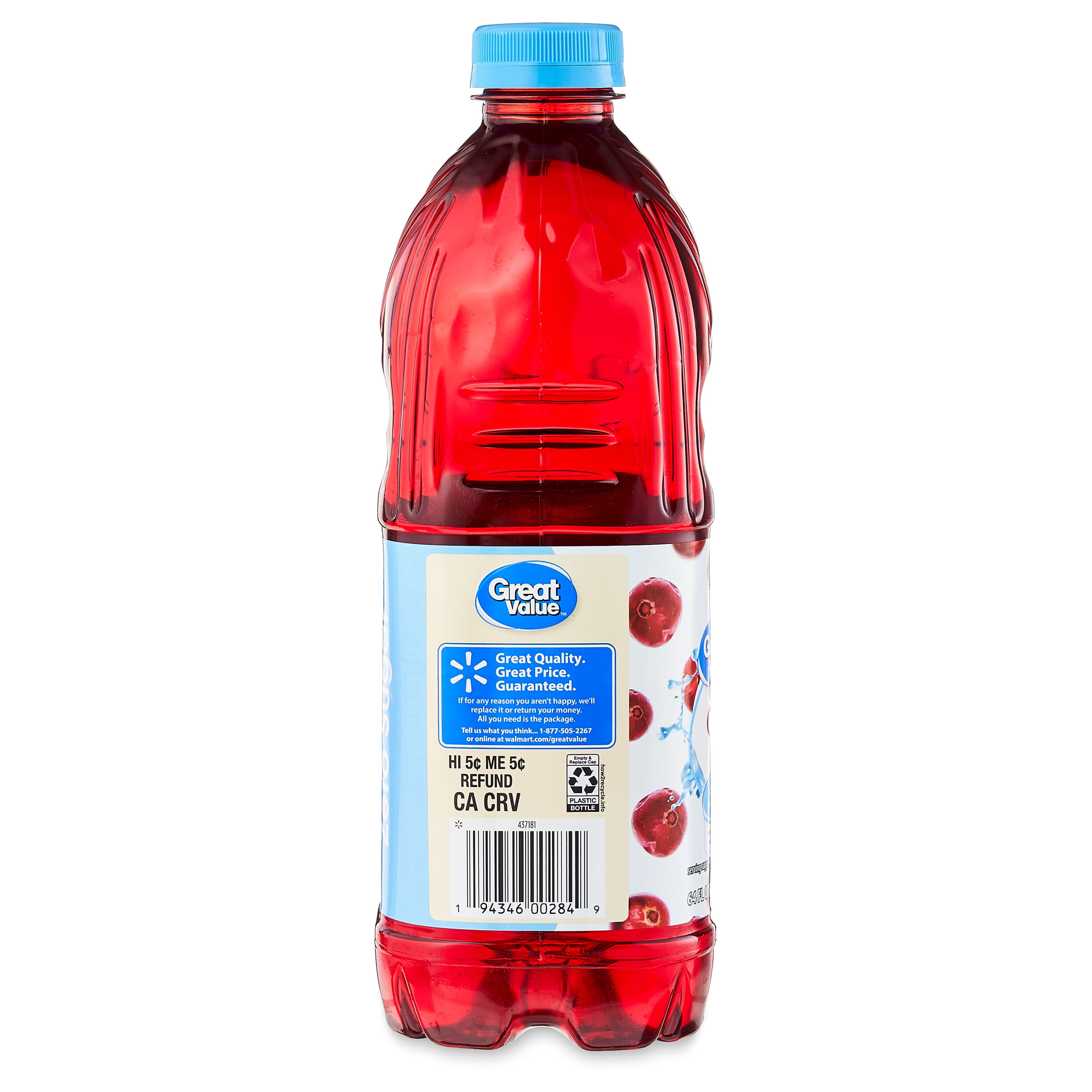 Great Value Zero-Sugar Cranberry Cocktail, 64 fl oz