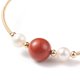 thumbnail image 5 of Natural Gemstone & Pearl Round Beaded Bangle Brass Torque Bangle for Women Golden Inner Diameter: 2-1/4 inch(5.6cm), 5 of 6