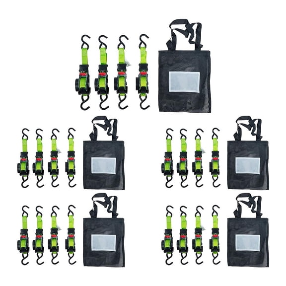 20 Pack Retractable Ratchet Tie Down Straps w/ S Hook - 1,500lb Break Strength Self Retracting Ratchet Straps for Haul Motorcycles, ATVs, Bikes, Trailer Tie-Down