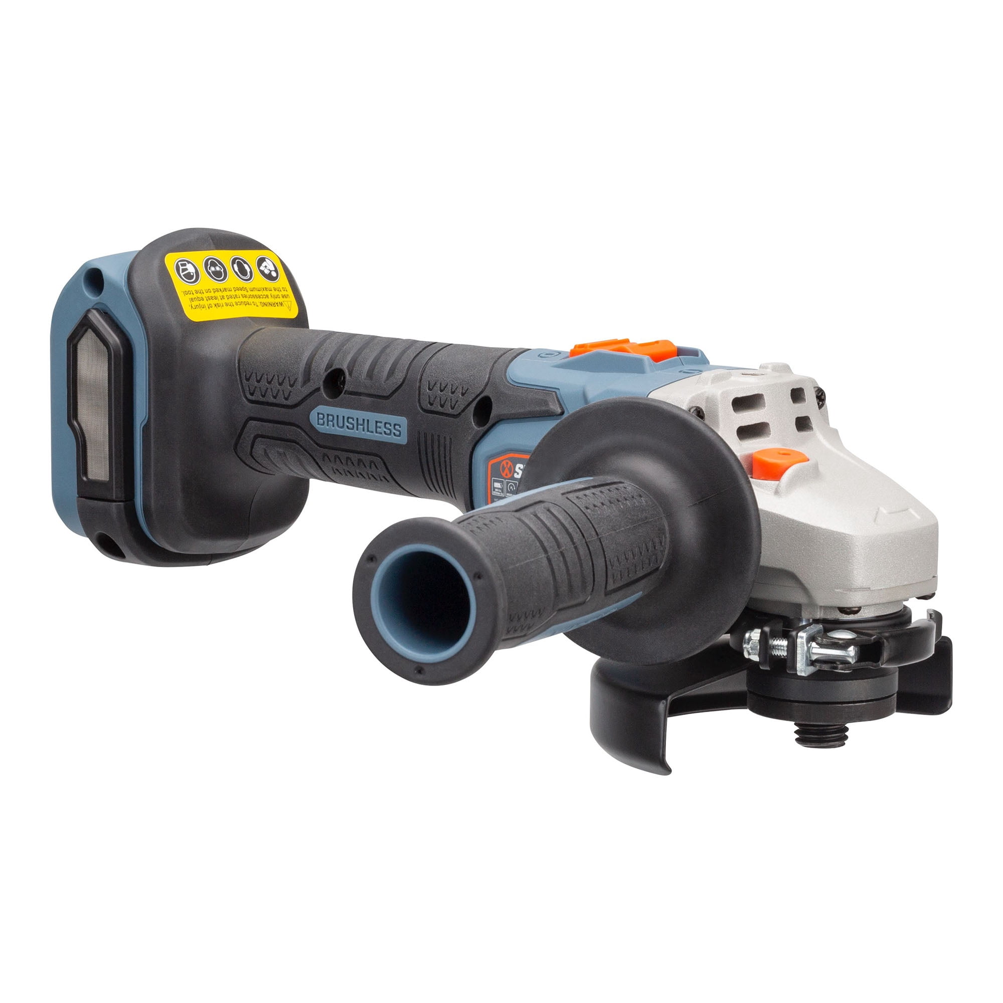 SENIX 20 Volt Max* 5-Inch Brushless Angle Grinder, 8500 RPM Max, 3-Position Auxiliary Handle (Tool Only), PAX2125-M2-0
