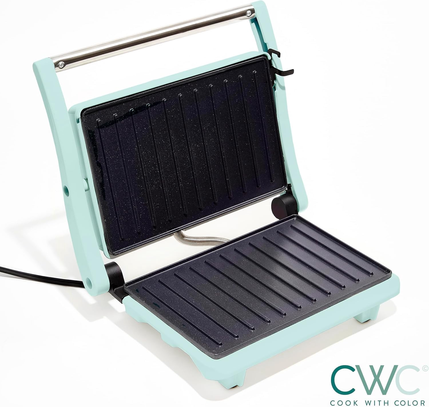 COOK WITH COLOR Panini Maker 2-Slice Panini Press Electric Grill, 760 Watts, Sage