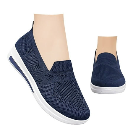 Oyedens Mesh Slip on Loafers for Women Platform Mid Heels Comfortable Driving Walking Work Shoes