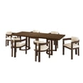 thumbnail image 3 of Christopher Knight Home 7-Piece Dining Set with 95" Wood Table, Modern Back Upholstered Armchairs, Walnut+Beige, 3 of 13