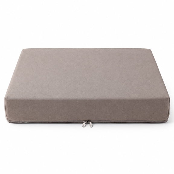 Outdoor Ottoman Replacement Cushion, 4" High-Density Foam, 23" x 19", Hazel, Water-Repellent Spun Polyester with Non-Slip Grip Base