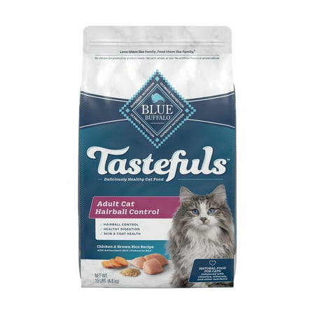UPC: 0840243101580 | Blue Buffalo Indoor Hairball Control Chicken and Brown Rice Dry Cat Food for Adult Cats Whole Grain 15 lb. Bag