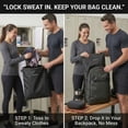 thumbnail image 5 of HevraCom Waterproof Wet Bag for Gym Clothes, Swimsuits and Shoes, Odor-Resistant Travel Laundry Bag, Black, 14 x 17.5 in, 5 of 15