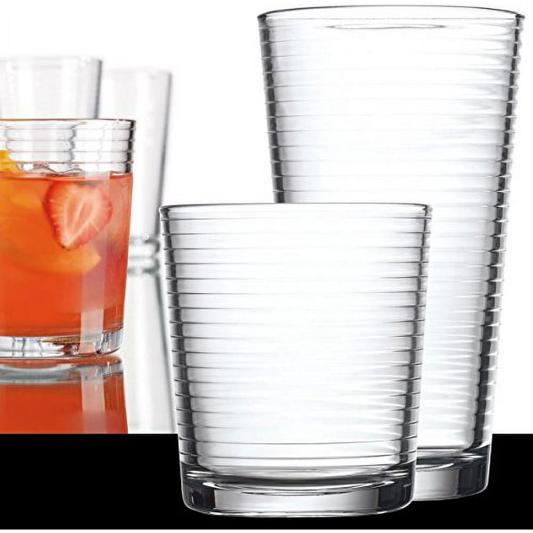 Set of 12 Durable Drinking Glasses, Glassware Set Includes 6-17oz Highball  Glasses 6-13oz DOF Glasses