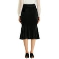 thumbnail image 3 of INSPIRE CHIC Women's Skirt Velvet Stretchy High Waist Fishtail Hem Slim Fit Midi Skirt S Black, 3 of 6