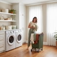 thumbnail image 3 of StorageWorks 160L Laundry Basket with Wheels, Large Rolling Hampers for Clothing Organizer, Dirty Clothes Basket for Hotel, Home, Closet, Dorm, Green, 3 of 8