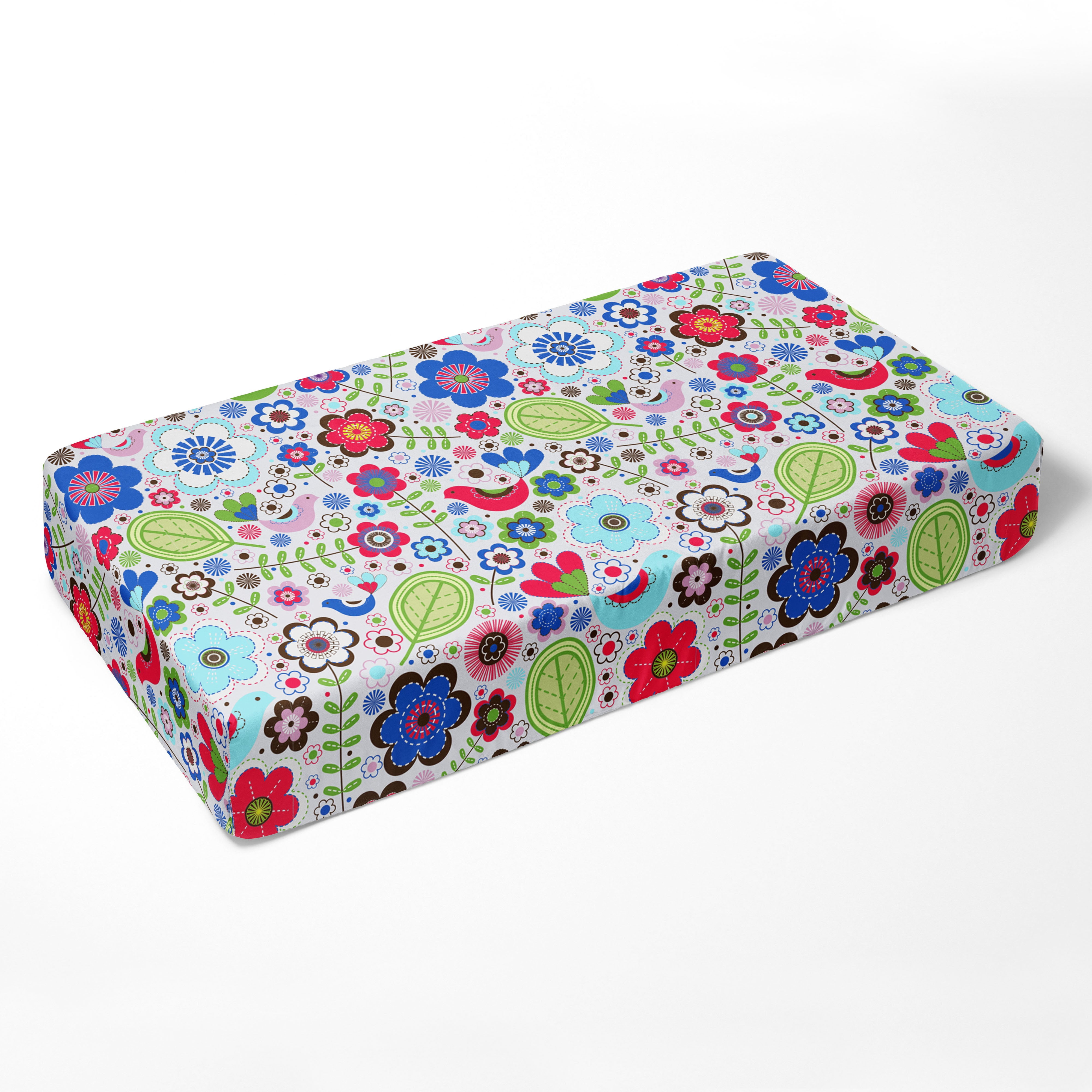 Bacati - Crib or Toddler Bed Fitted Sheet 100% Cotton Percale, Botanical, Pink/Aqua/Fuchsia/Green