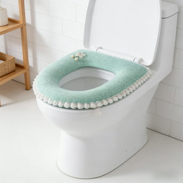 Baño, Artículos de baño, Funda de asiento de inodoro de tela jacquard gruesa, cojín de asiento de inodoro grande para el hogar, funda de asiento de inodoro lavable con cremallera, adecuada para uso en