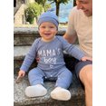 thumbnail image 6 of Loicainy Newborn Infant Boy Fall Romper 3 6 9 Months Waffled Letter Embroidery Long Sleeve Crew Neck Full Length Jumpsuit with Hat 2 Piece Set, 6 of 8