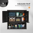 thumbnail image 6 of Ktaxon Wall Mounted Metal Garage Storage Cabinet w/ Lock & Adjustable Shelf, Floating Steel Tool Organizer w/ Open Guardrail Shelf, 30 x 12 x 30, Black, 6 of 8