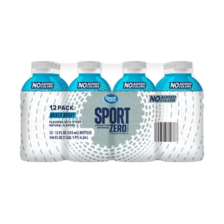 Great Value Zero Sugar Sport Hydration Beverage, Mixed Berry, 12 fl oz, 12 Count