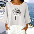 thumbnail image 4 of Linen Tops for Women Retro Embroidered Summer Boho Peasant Blouses 3/4 Sleeve Round Neck Casual Loose Fit Clothes Cute Tops For Women, 4 of 6