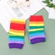 thumbnail image 3 of 2 pares de calcetines hasta la rodilla con estampado colorido de rayas para cosplay, color arcoíris, para disfrazarse, 3 of 7