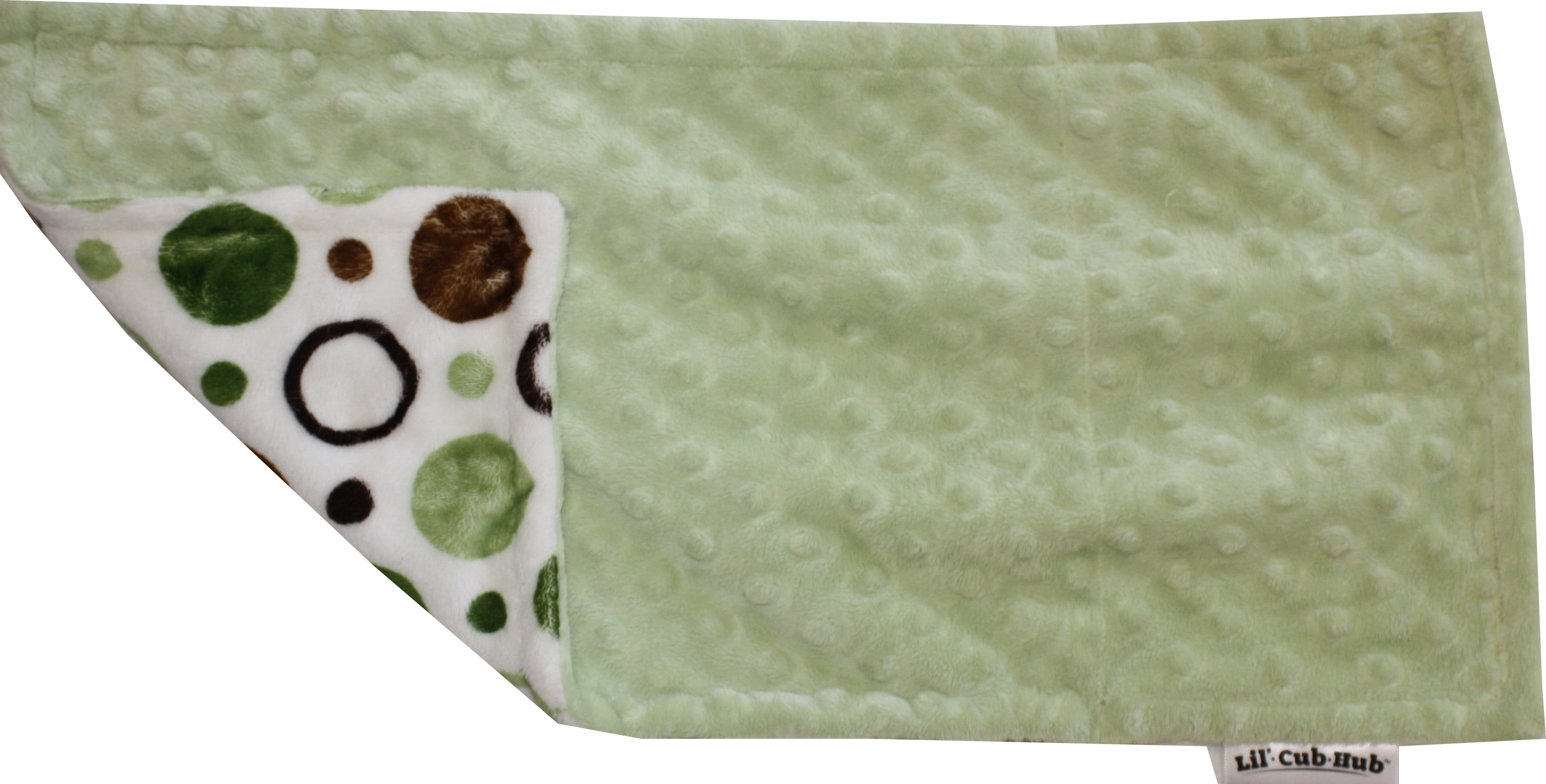 Lil' Cub Hub Green Brown Circles /Sage Dimple Dot Burp Cloth