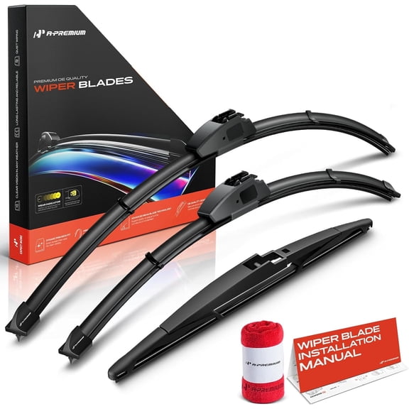 A-Premium 26"/20"/12" Windshield Wiper Blades Compatible with Toyota Highlander & Hyundai Palisade & Lexus GX460 - Front Rear Wipers Blade Set for Hook/RL2, with Wear Indicator & Towel (Pack of 3)