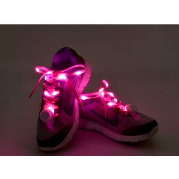 1 Pair LED Shoelaces - High Visibility Soft Nylon Light Up Shoelace for Night Safety Running Biking, Or Cool Disco Party, Cosplay, Hip-hop Dance， Pink