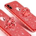 thumbnail image 5 of iPhone XS Max Case Glitter Cute Phone Case Girls with Kickstand, Bling Diamond Rhinestone Bumper Ring Stand Protective Clear iPhone Xs Max for Girl Women - Red, 5 of 5