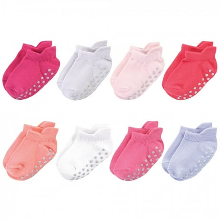 

Touched by Nature Baby and Toddler Girl Organic Cotton Socks with Non-Skid Gripper for Fall Resistance Solid Pink Coral 2-4 Toddler