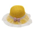 thumbnail image 1 of Sun Hat Bowknot Design Sun Protection Weaving Kids Straw Bucket Hat for Outdoor, 1 of 10