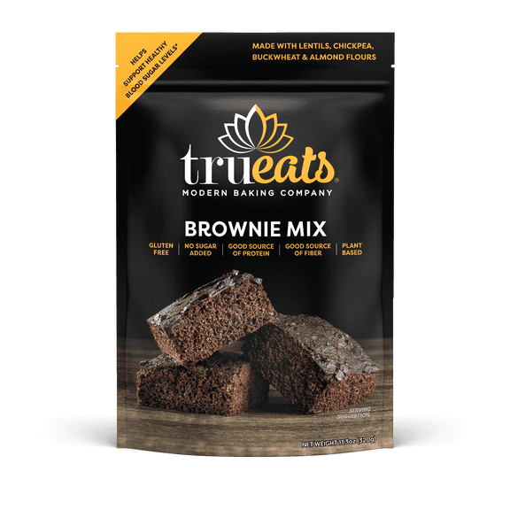 TruEats Brownie Mix: Low Glycemic, Protein & Fiber Rich, Gluten Free, Grain Free, Dairy Free, Diabetic Friendly, Vegan Friendly, Plant Based, Sweetened with Monk Fruit Sweetener