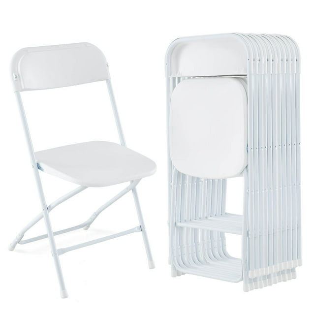 Costway 12 Pack Metal Folding Chairs with Plastic Seat & Back Heavy-Duty Metal Frame